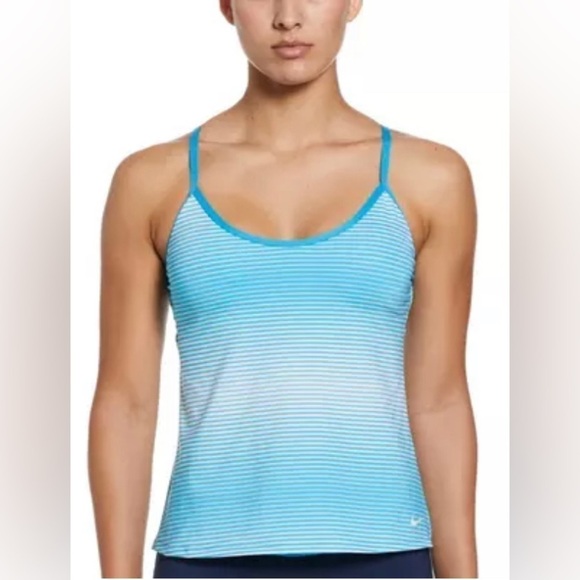 Nike Women's Racerback Tankini Stripe Swim Top Size S - Picture 1 of 8